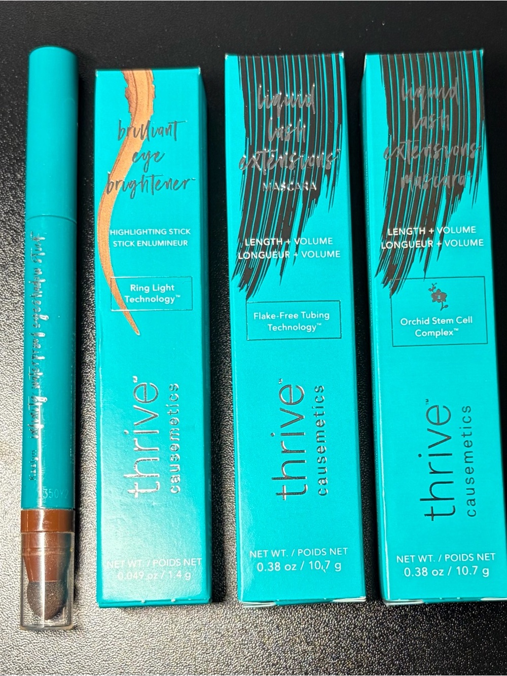 THRIVE CAUSEMETICS (1) eye brightener stick (KAELYN) & (2) mascara set (BRYNN)